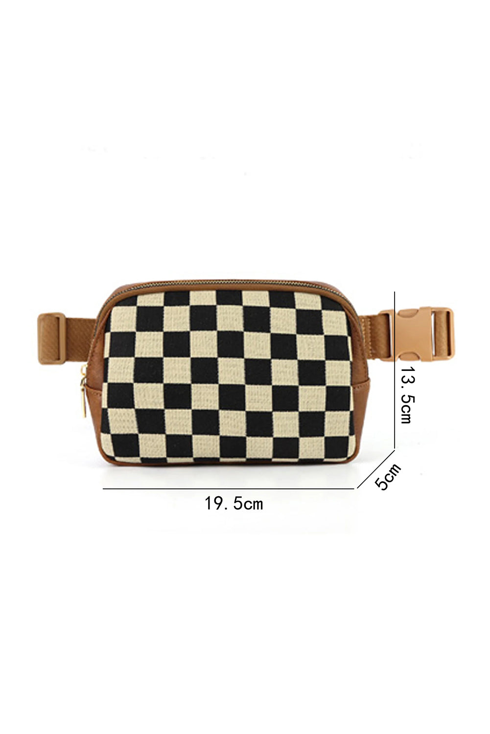 Faux Leather Checkered Patchwork Crossbody Bag