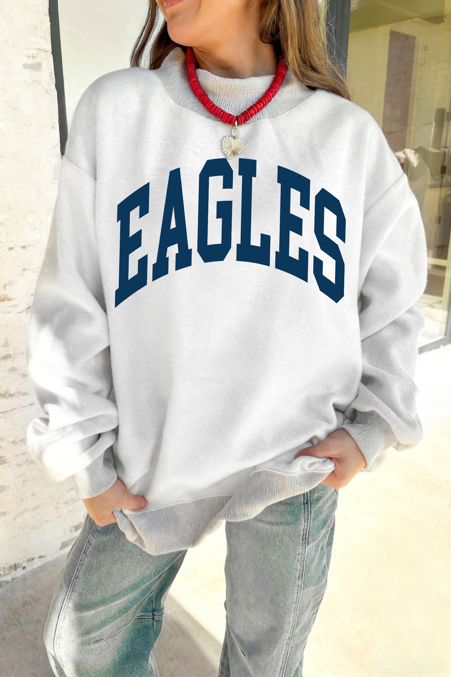 WAR DAMN/ EAGLES High Neck Baggy Sweatshirt