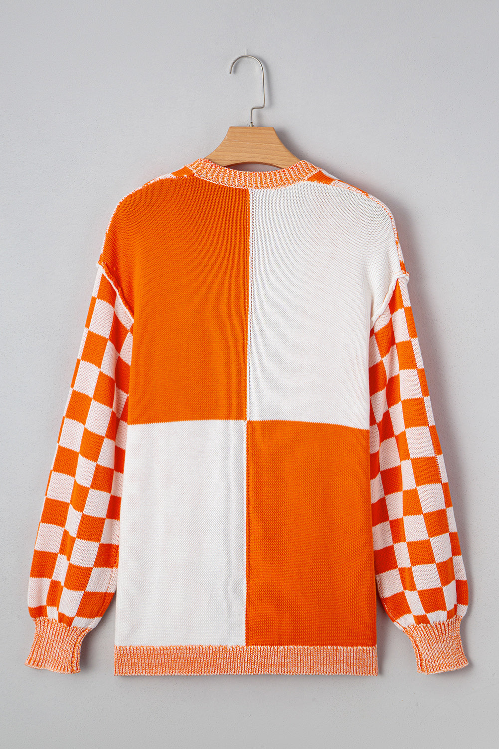 Checkered Open Front Drop Shoulder Cardigan