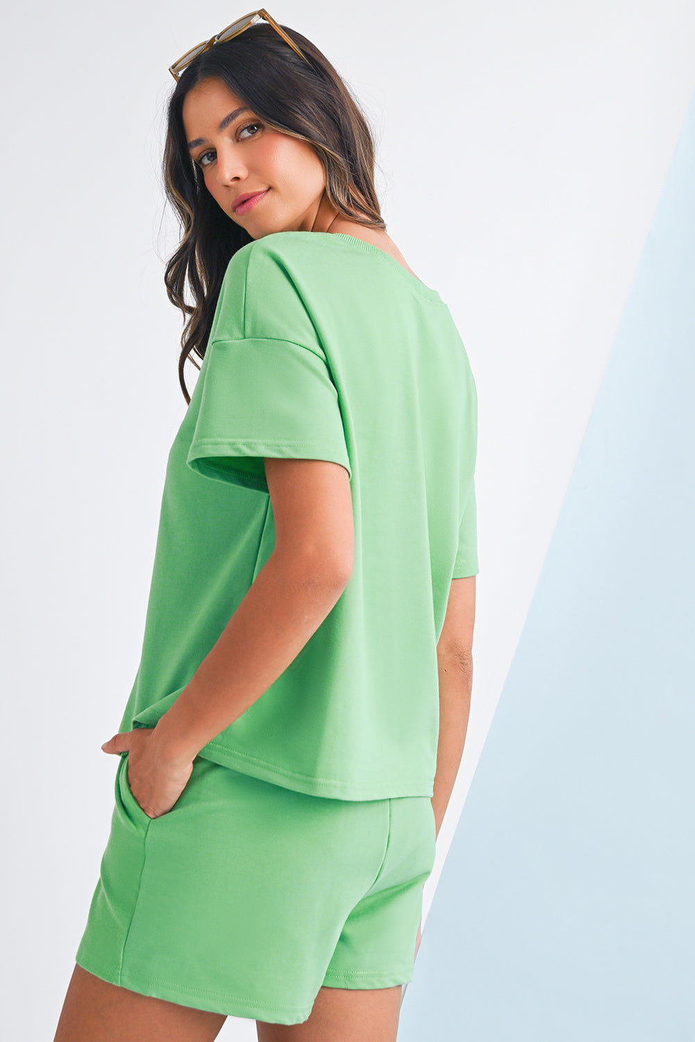 Drop Shoulder Tee Shorts Set