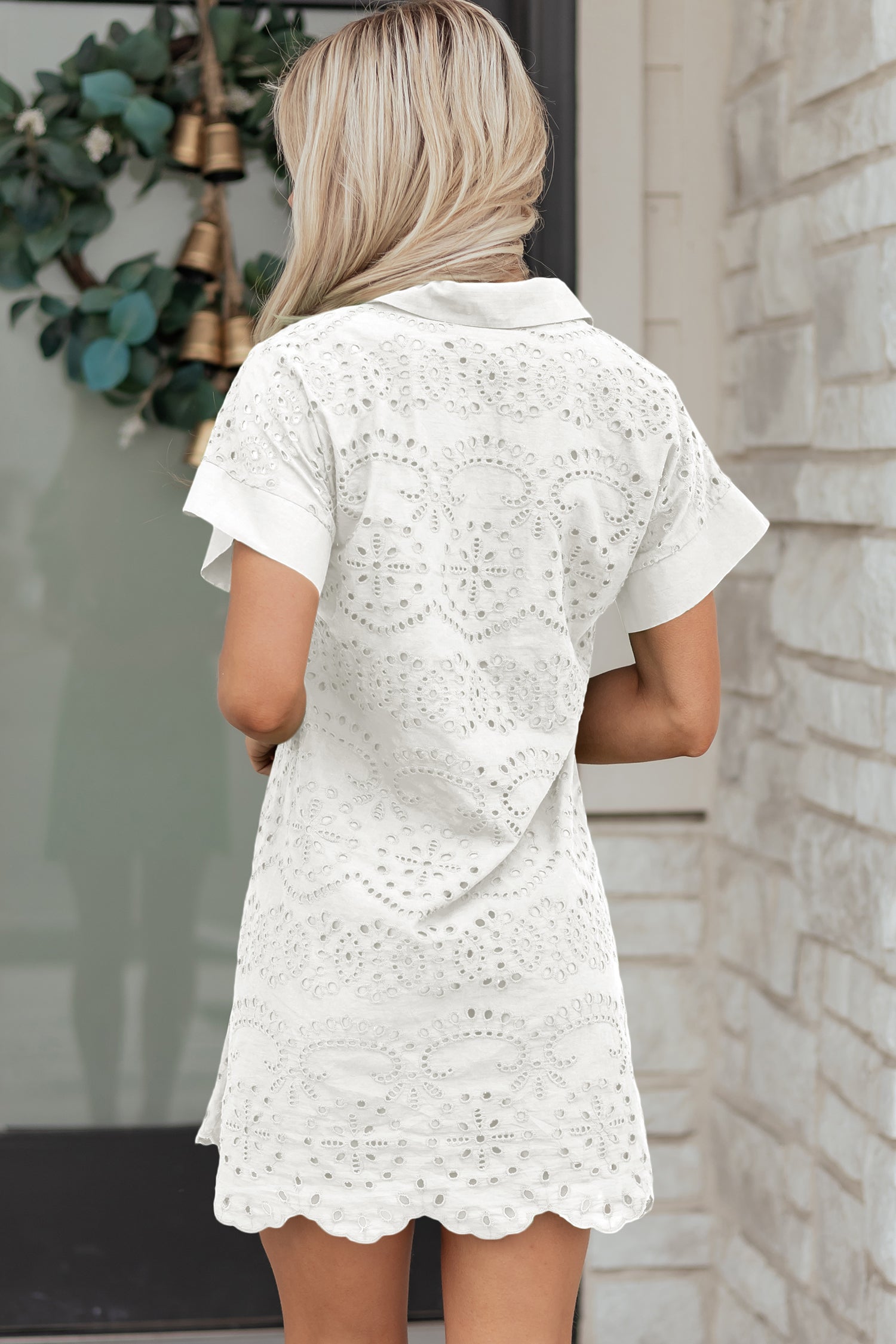 Eyelet Embroidered T Shirt Mini Dress