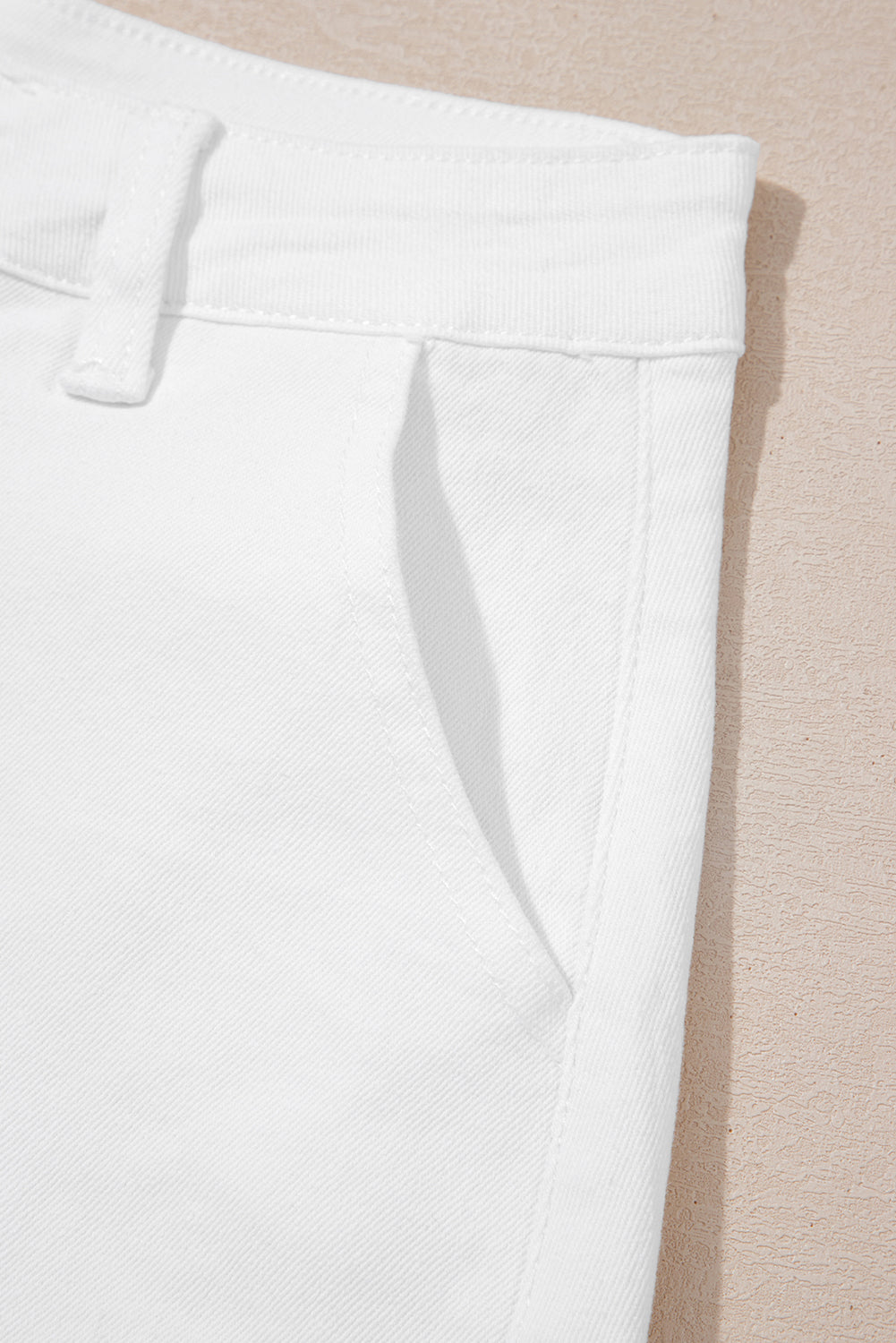 Scalloped Hemline Light Wash Denim Shorts