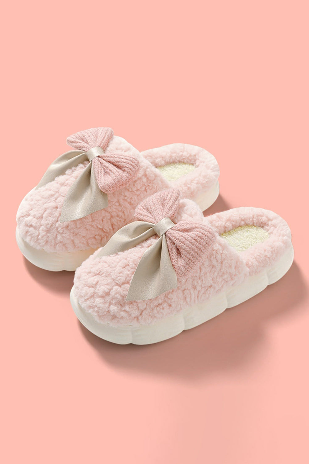 Bowknot Plush Slippers