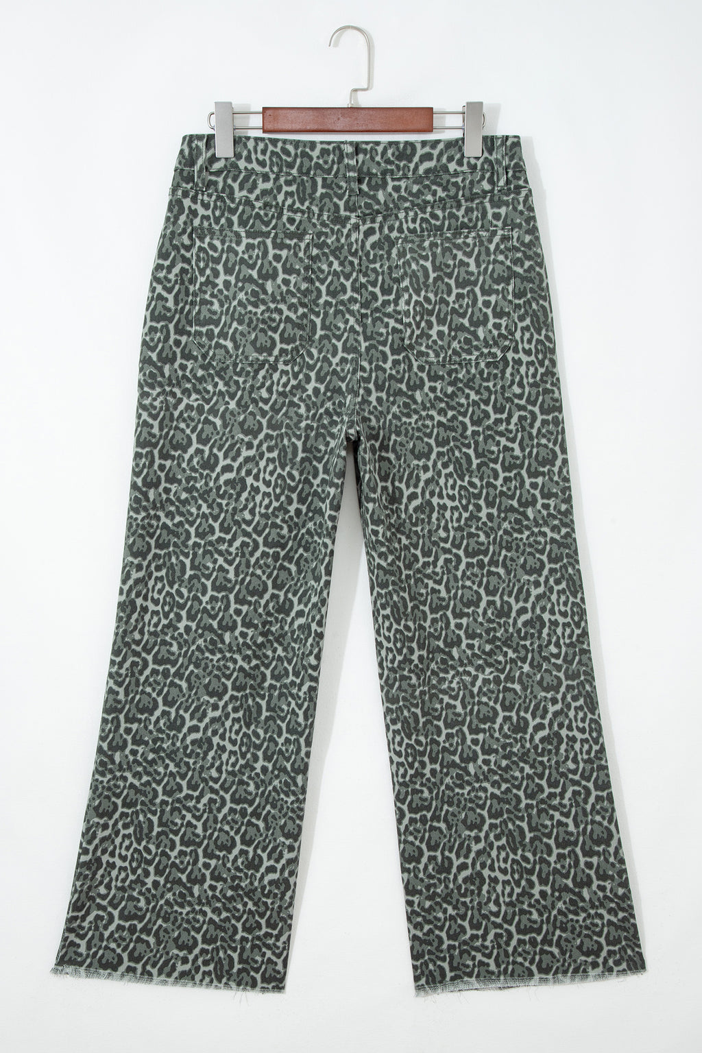 Leopard Frayed Edge Wide Leg High Waist Jeans