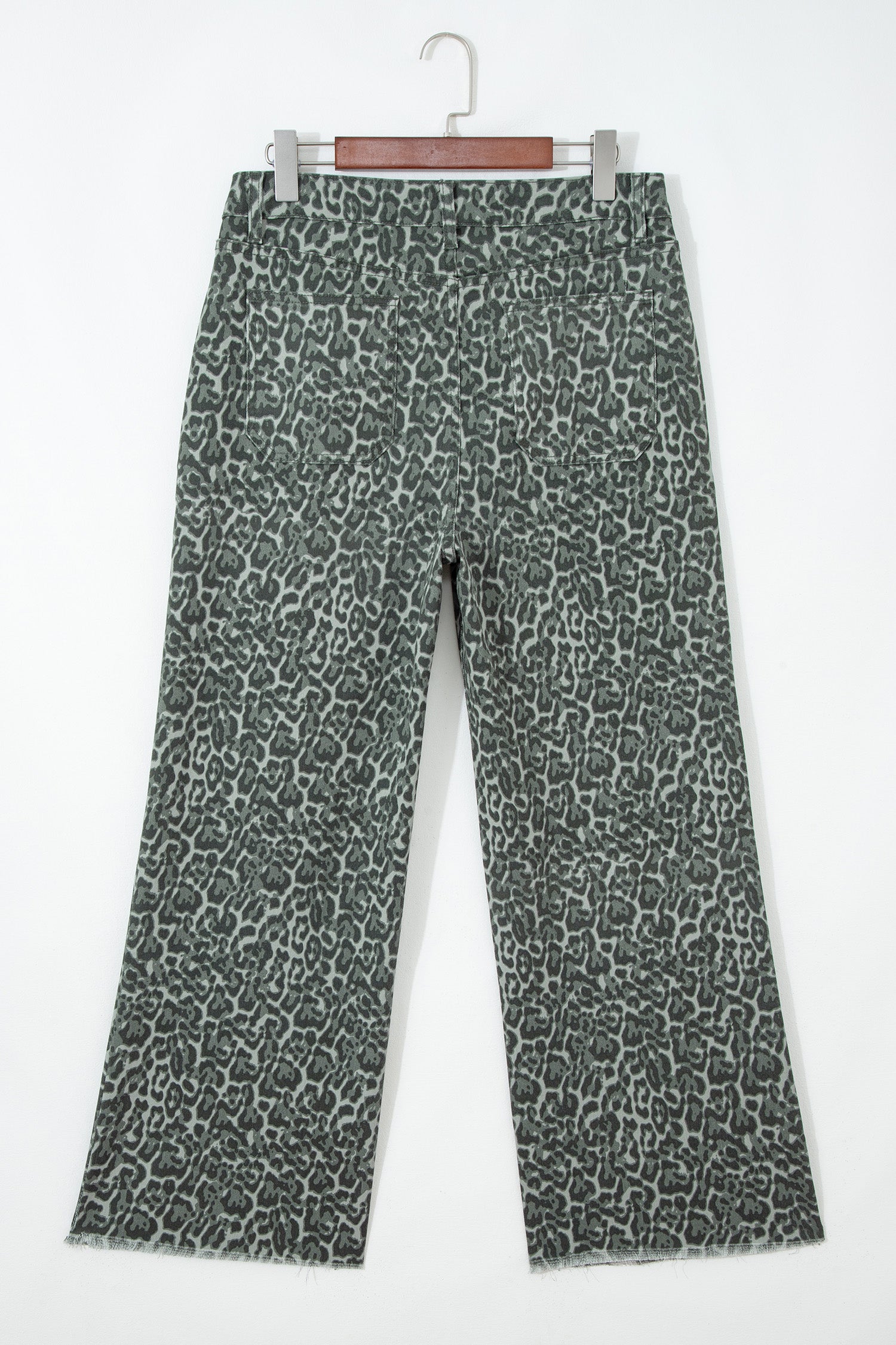 Leopard Frayed Edge Wide Leg High Waist Jeans