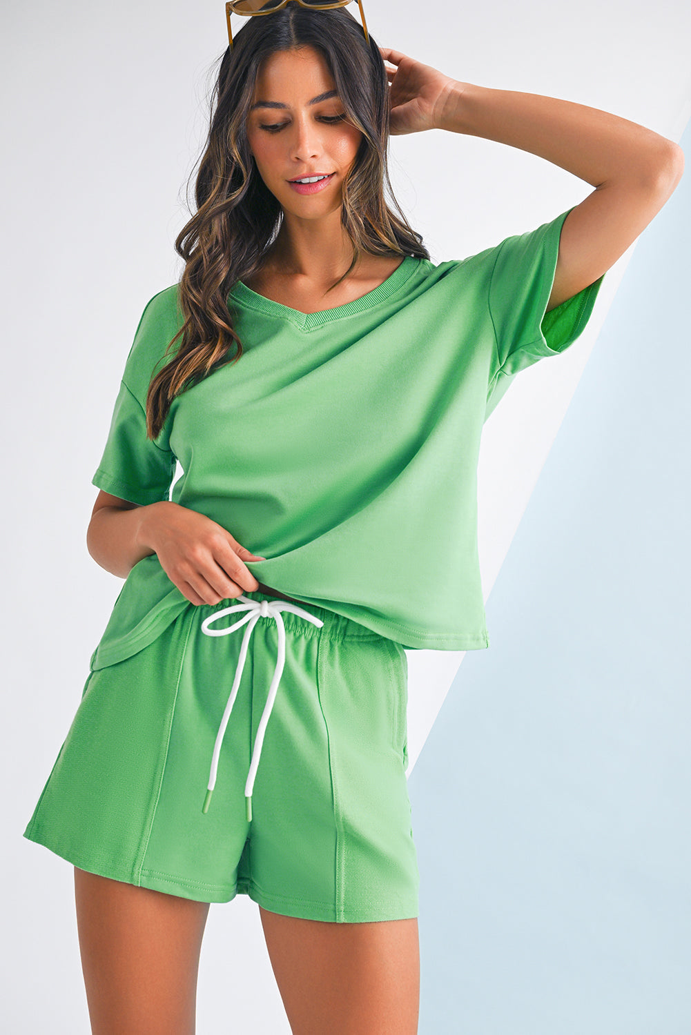 Drop Shoulder Tee Shorts Set