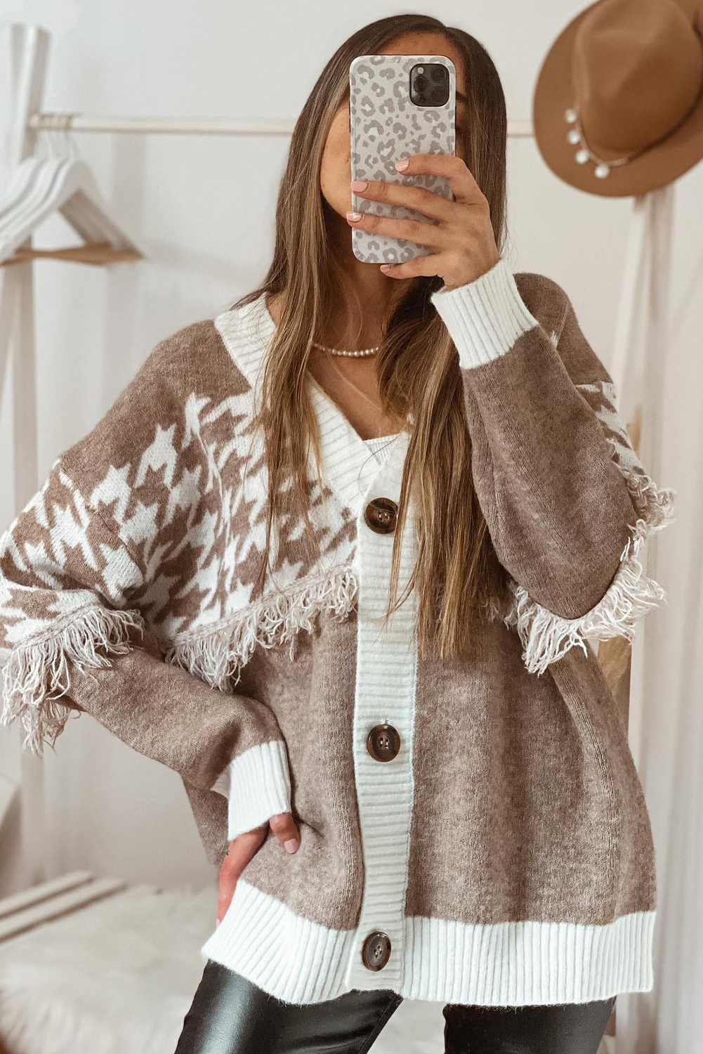 Raw Edge Button Front Cardigan
