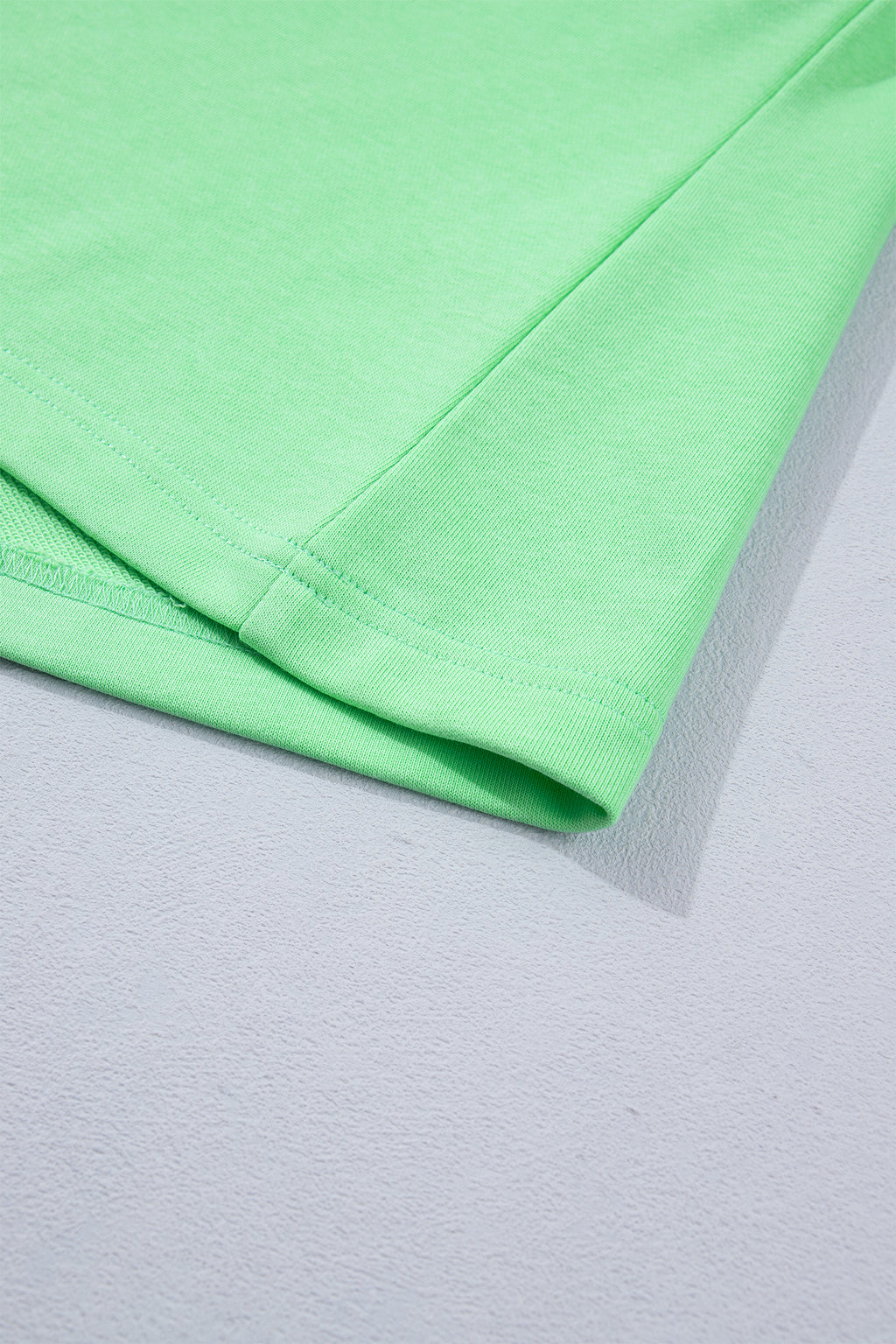 Green Color Block Accent Half Zip Shorts Set