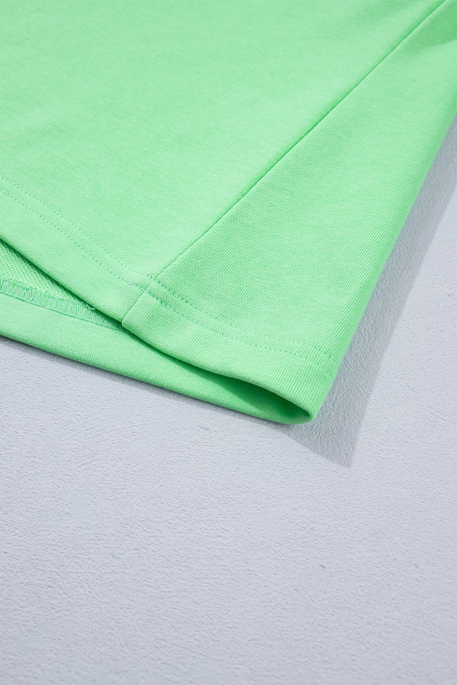 Green Color Block Accent Half Zip Shorts Set
