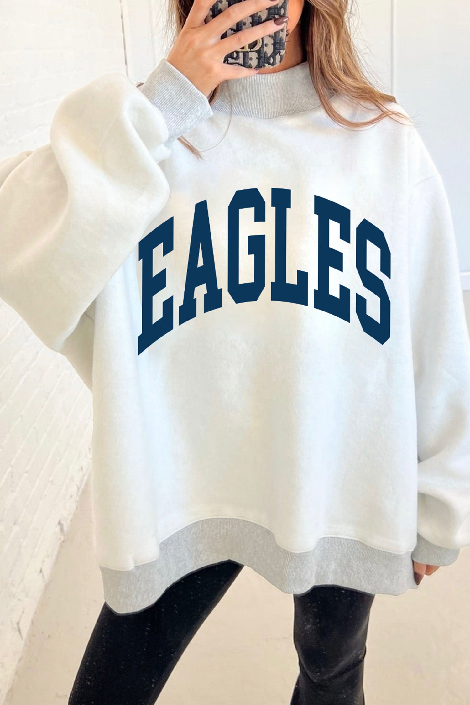 WAR DAMN/ EAGLES High Neck Baggy Sweatshirt