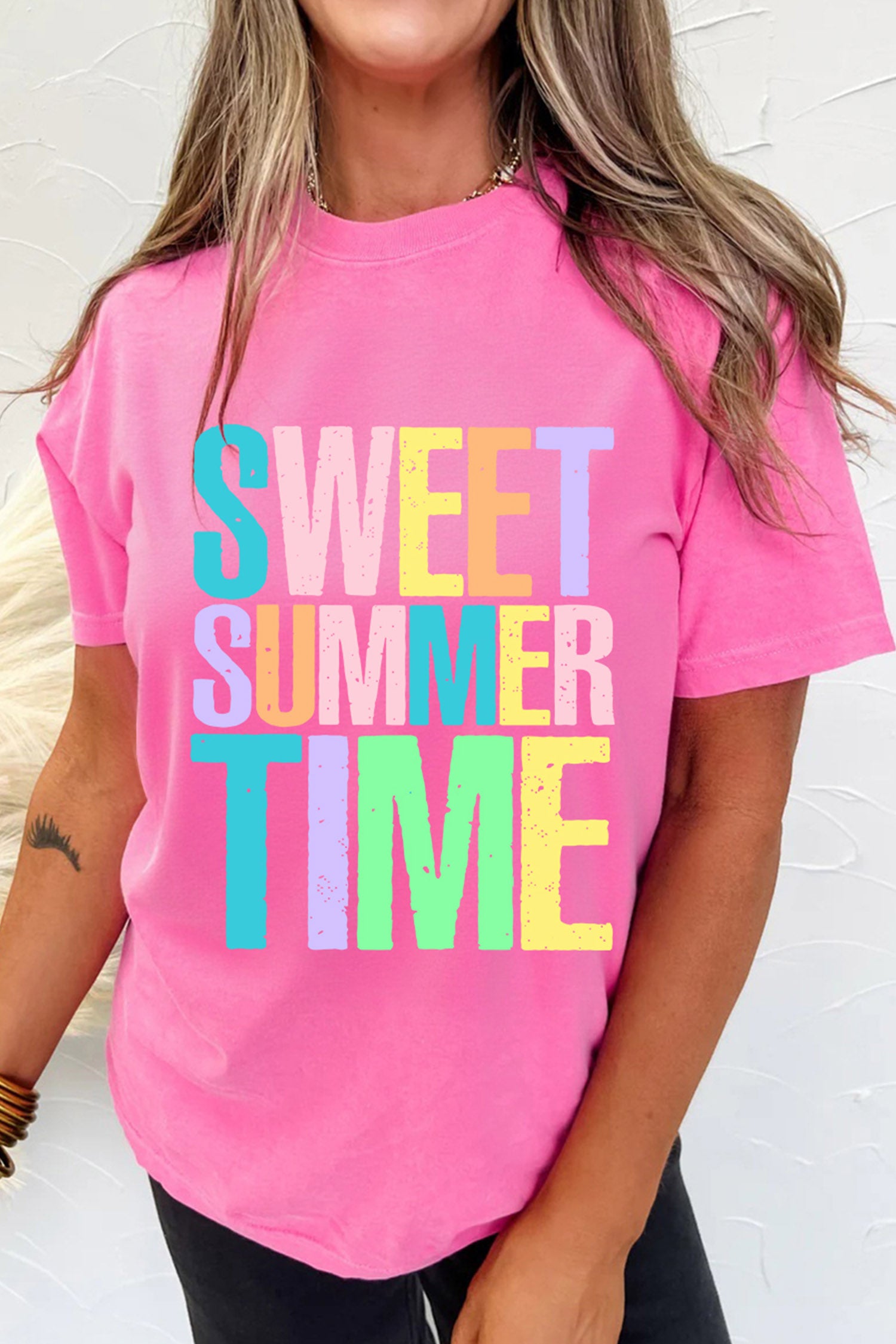 SWEET SUMMER TIME Letter Graphic Tee