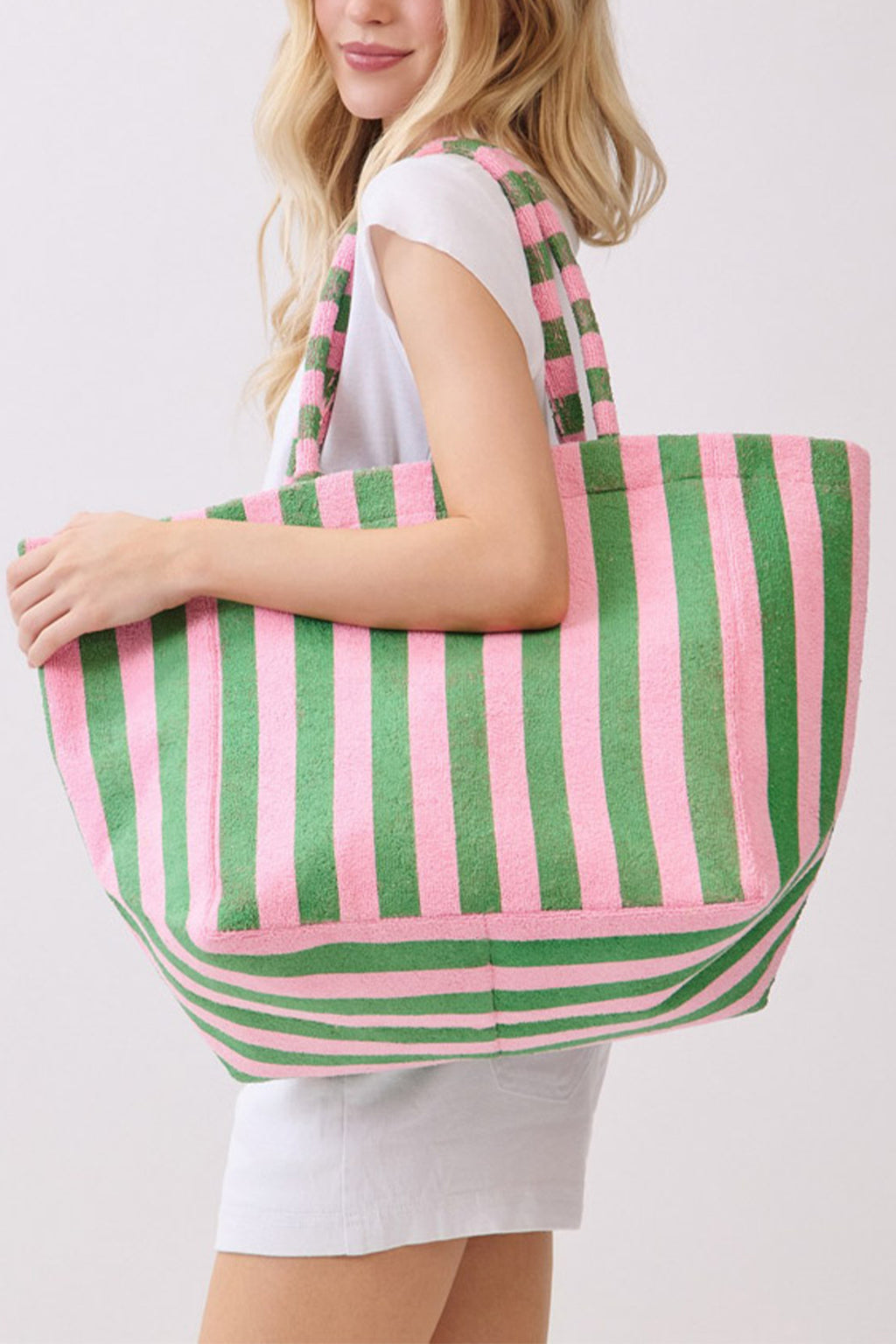 Orange Striped Terry Large Beach Bag