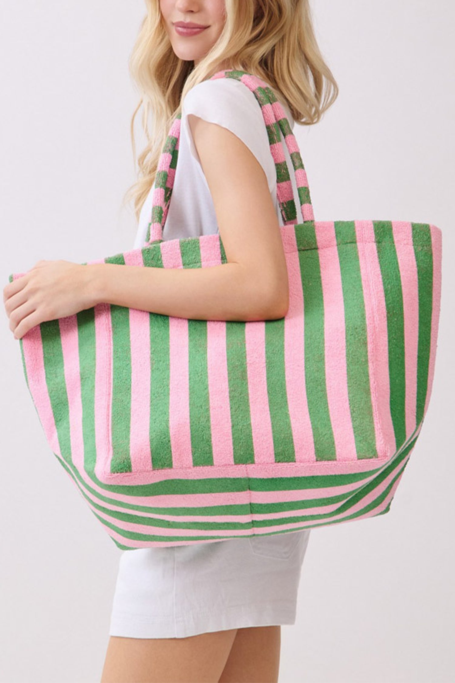 Orange Striped Terry Large Beach Bag