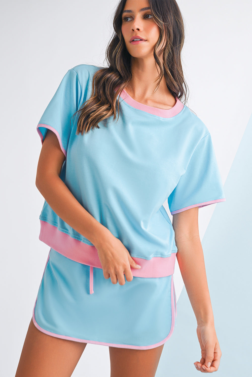 Drop Shoulder T Shirt and Skort Set