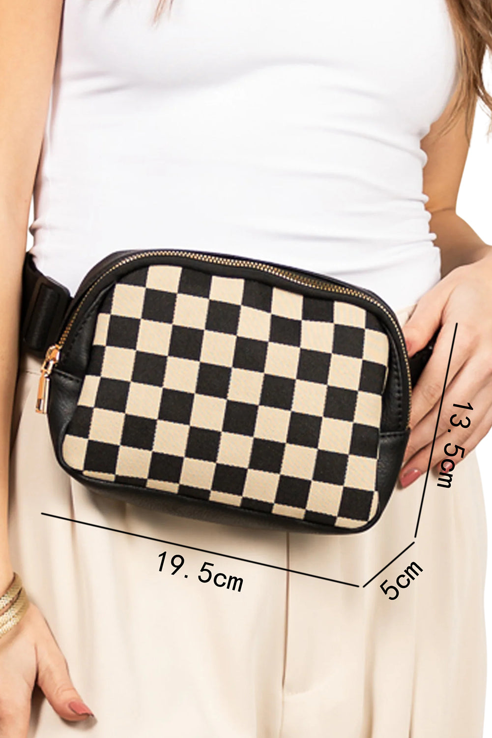 Faux Leather Checkered Patchwork Crossbody Bag