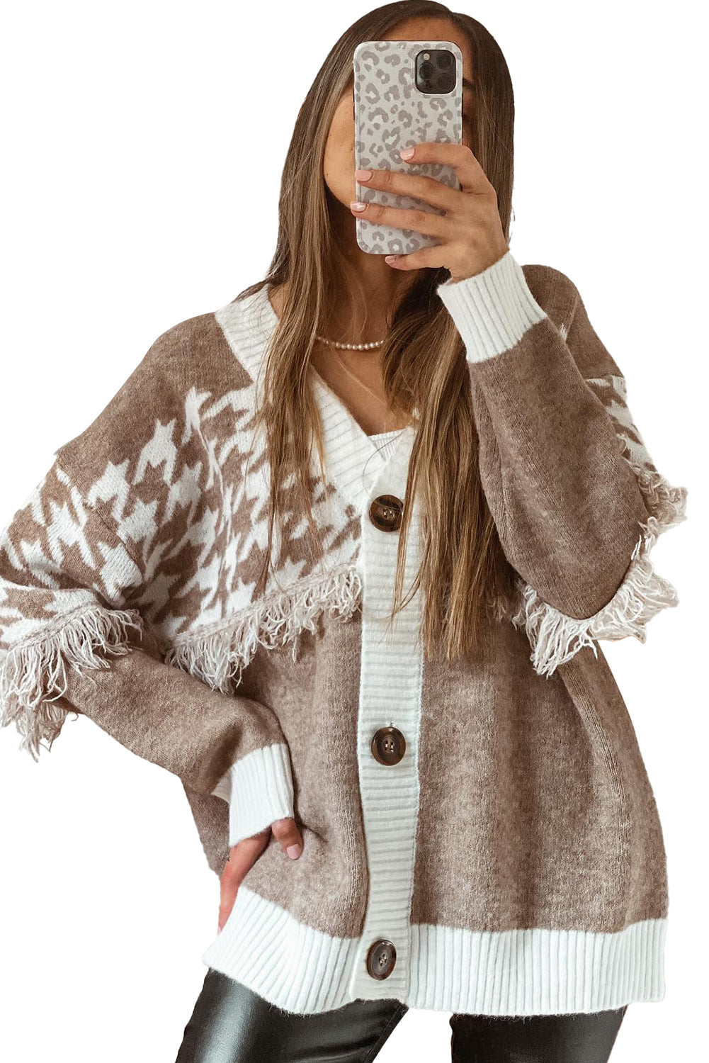Raw Edge Button Front Cardigan