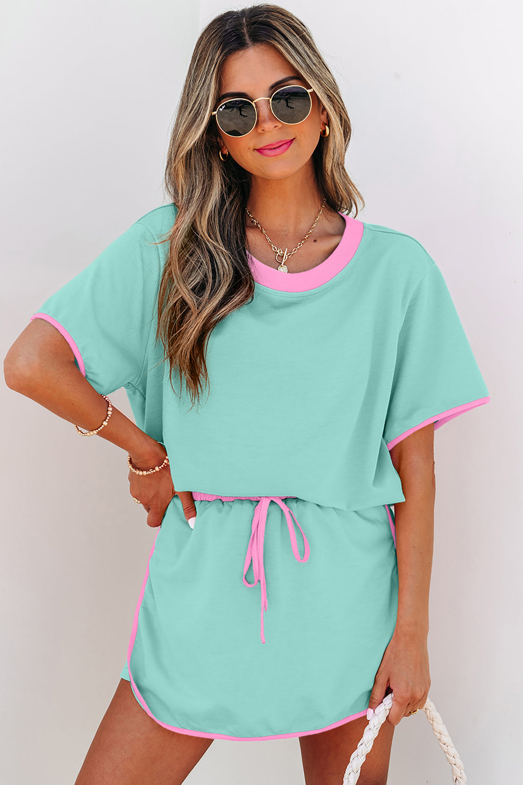 Drop Shoulder T Shirt and Skort Set