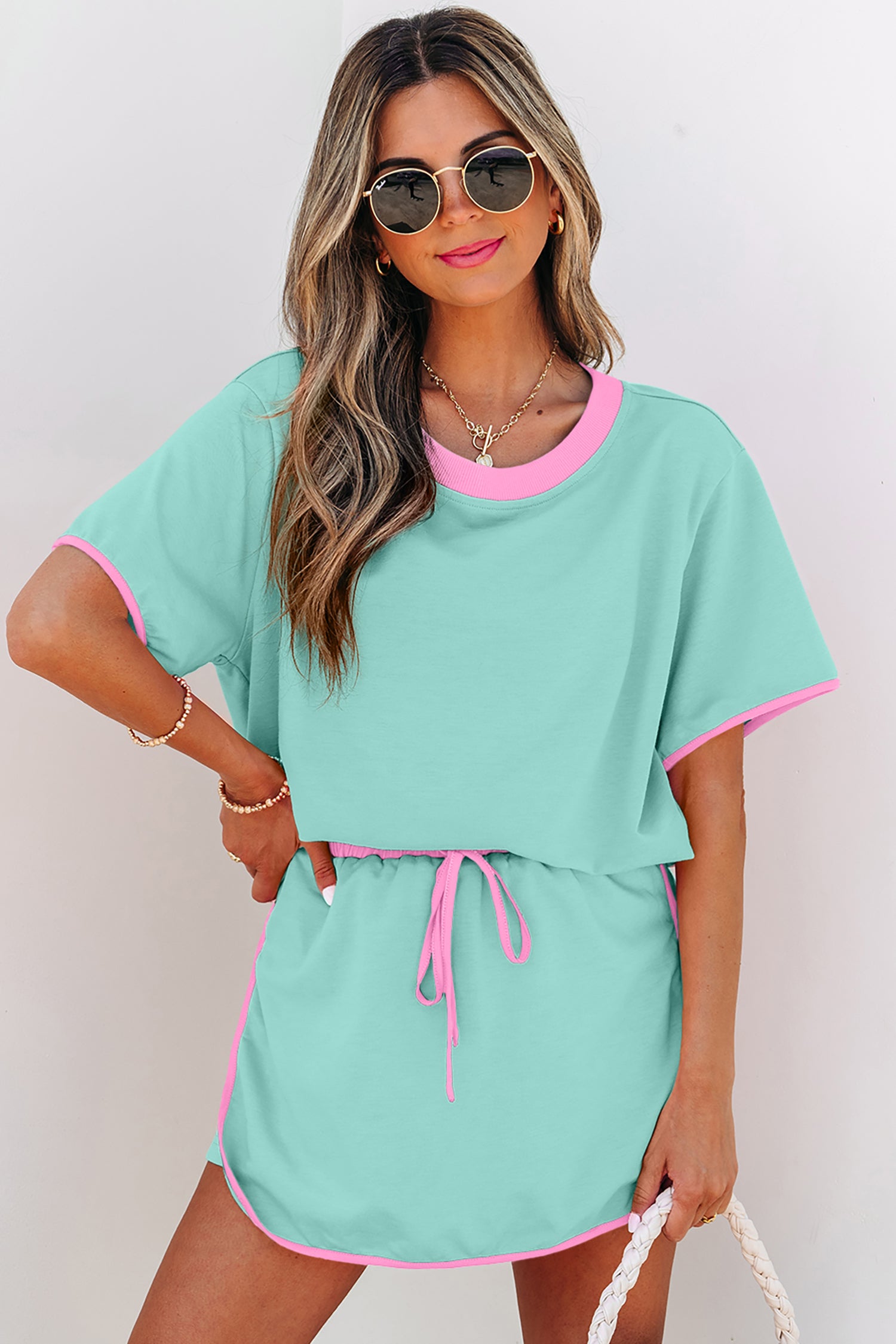 Drop Shoulder T Shirt and Skort Set