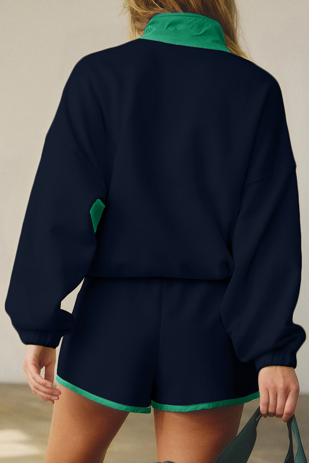 Half Button Pullover and Shorts Outfit