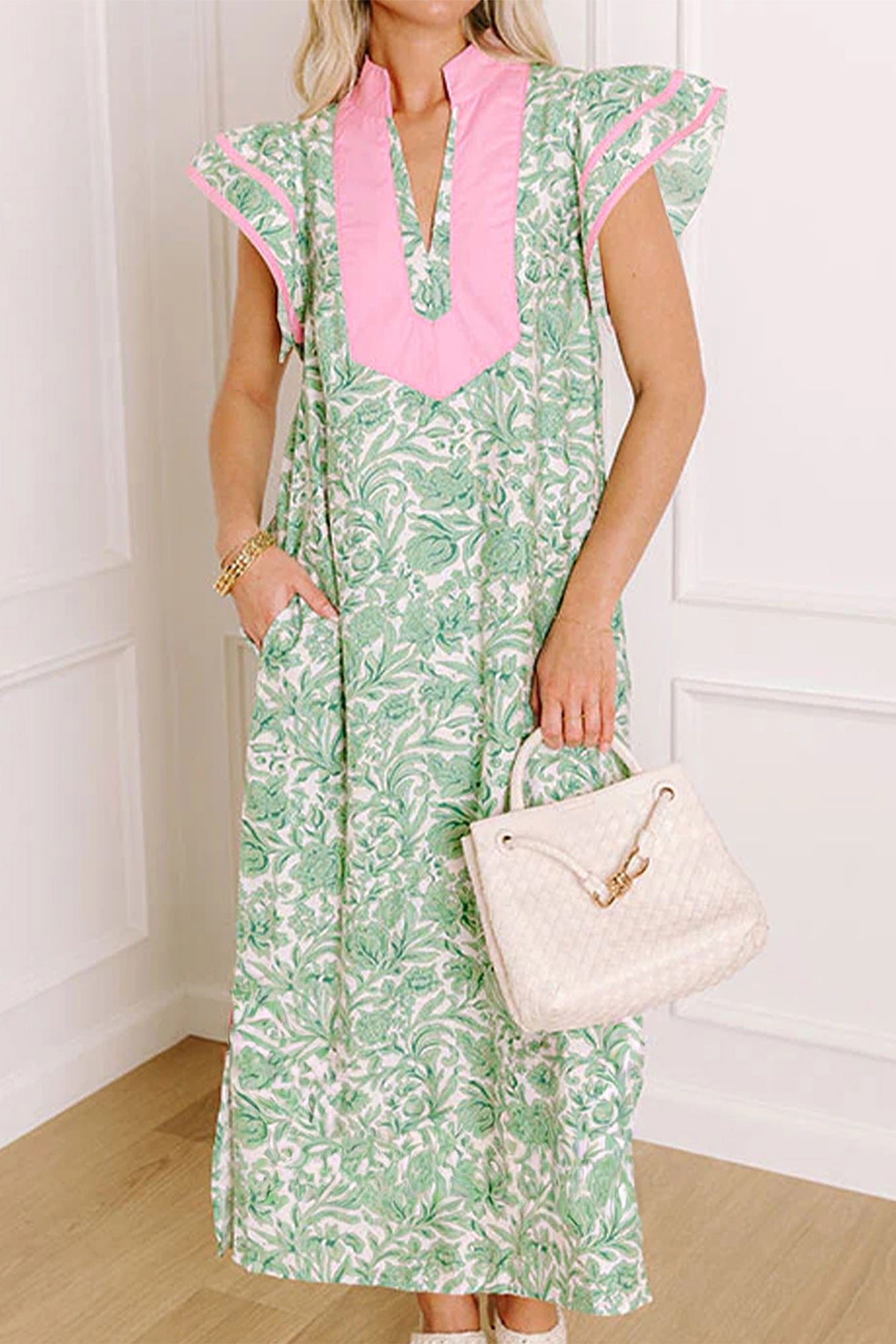 Floral Short Sleeve Midi Dress