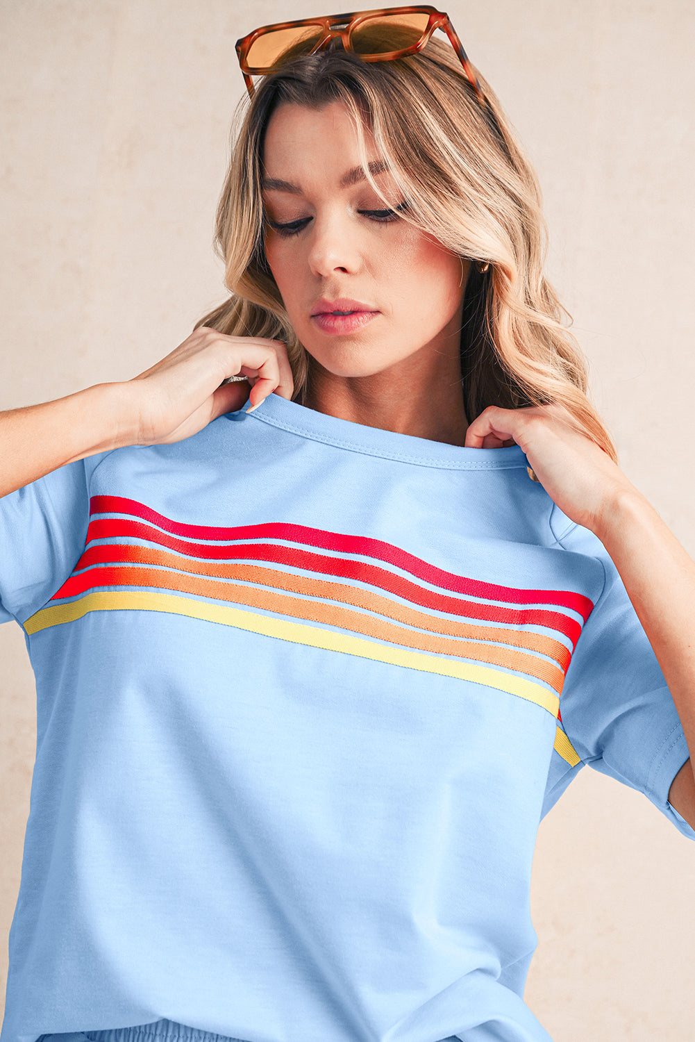 Colorful Striped Casual Tee