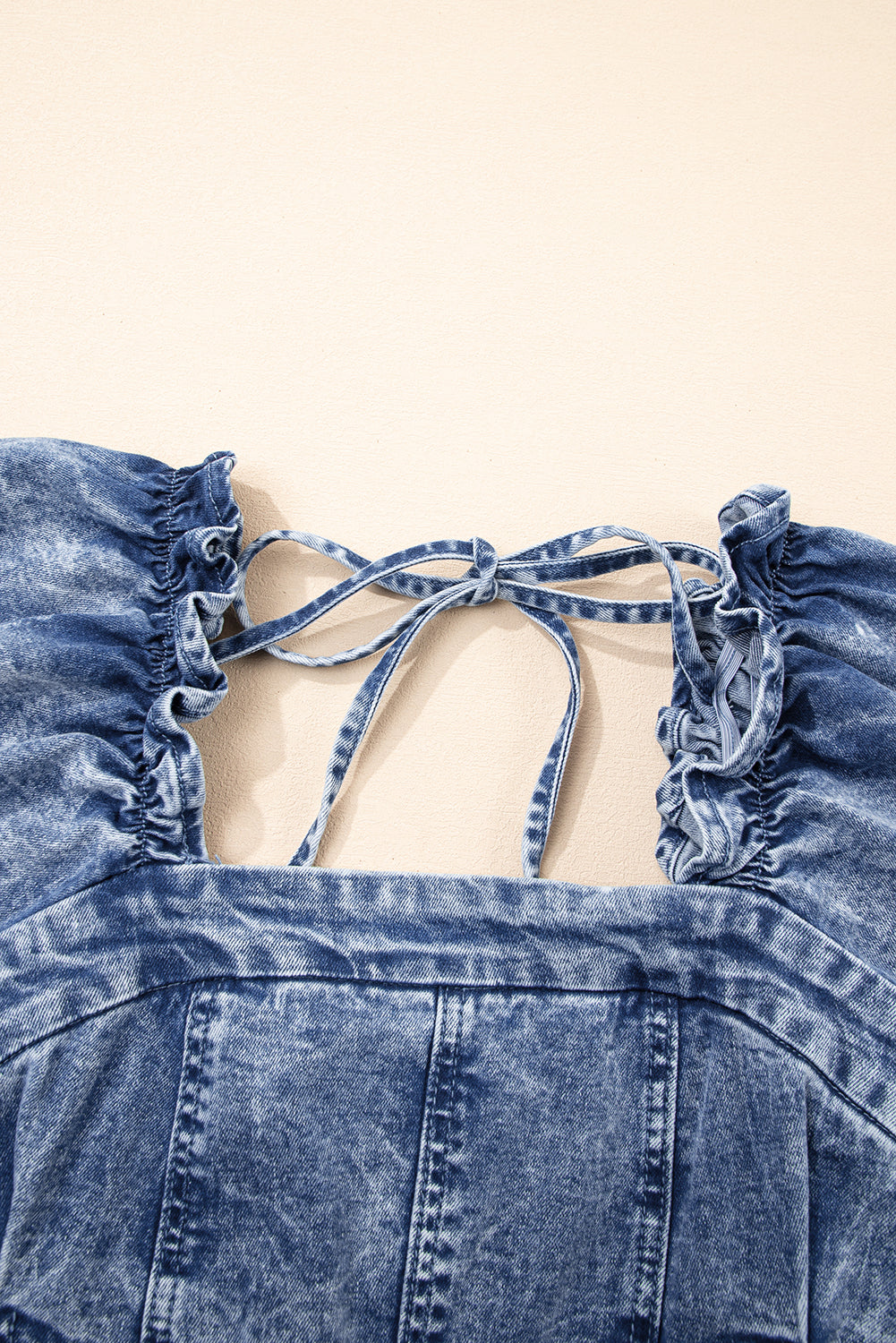 Puff Sleeve Backless Denim Dress