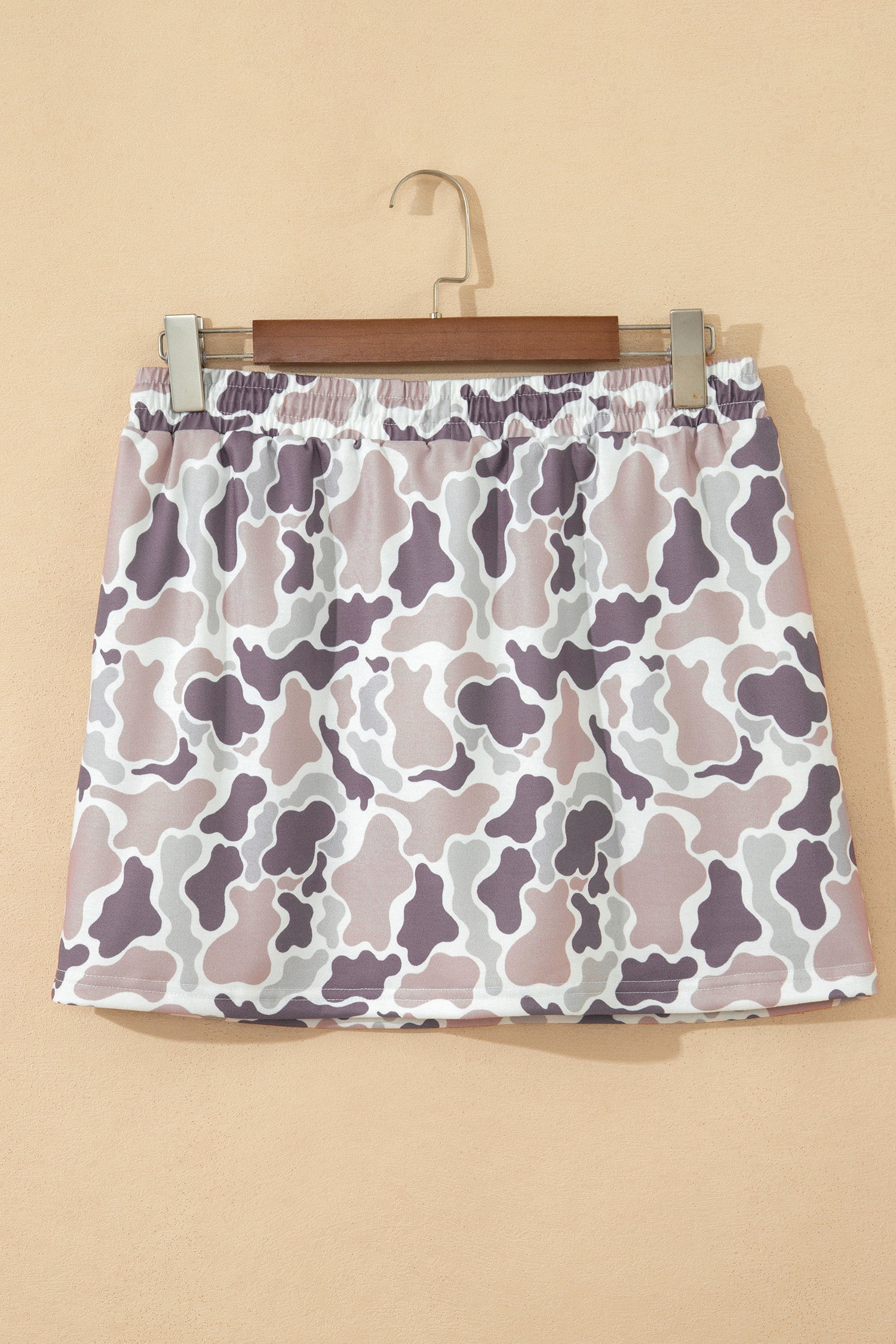 Camo Elastic Waist Drawstring Mini Skort
