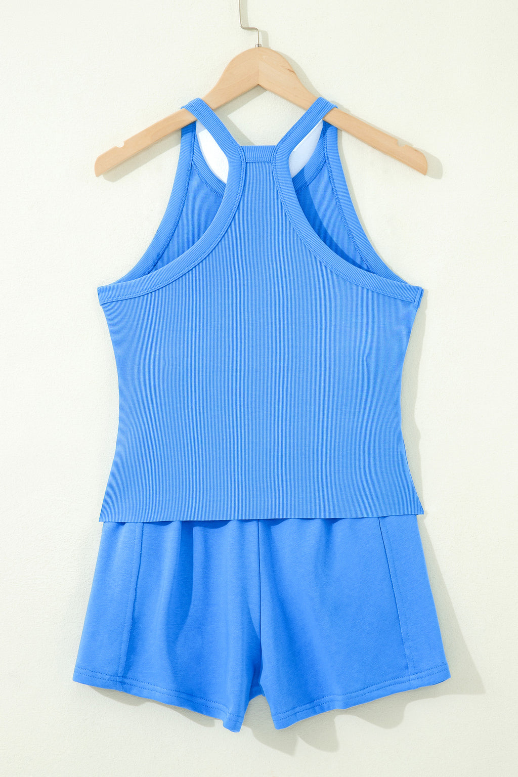 Tank Top Elastic High Waist Shorts 2pcs Outfit