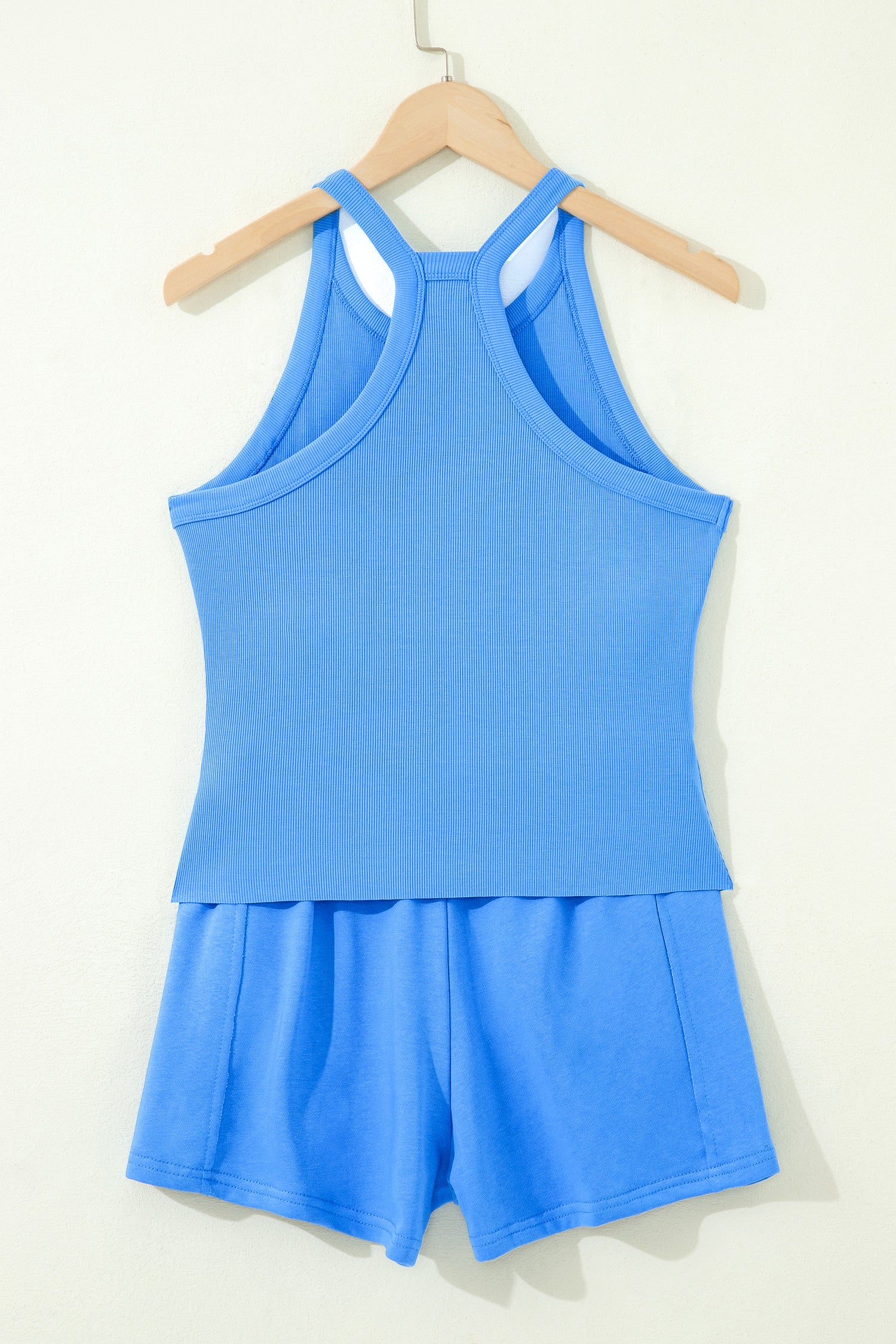 Tank Top Elastic High Waist Shorts 2pcs Outfit