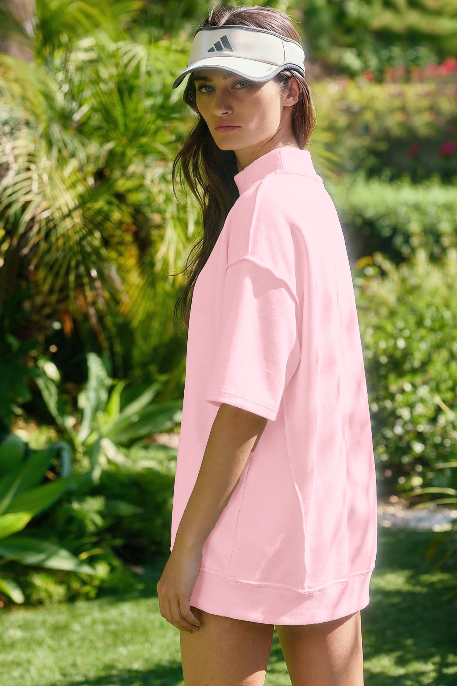 YSolid Color Seam Mock Neck 2 Piece Set