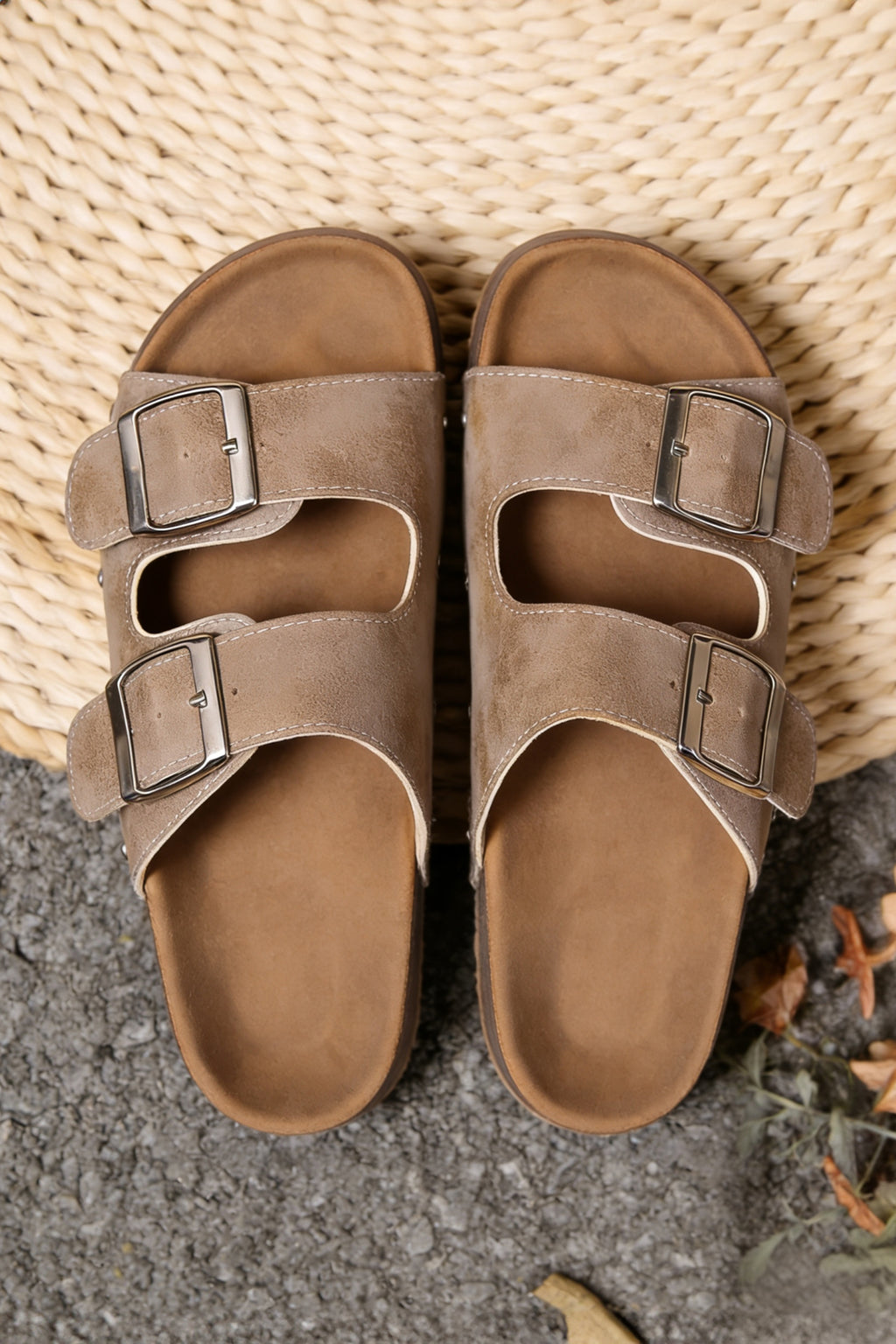 Retro Double Buckle Platform Sandals
