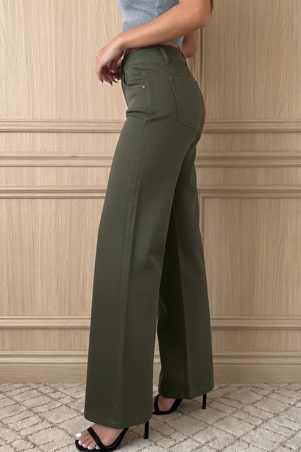 Button High Waist Wide Leg Jeans
