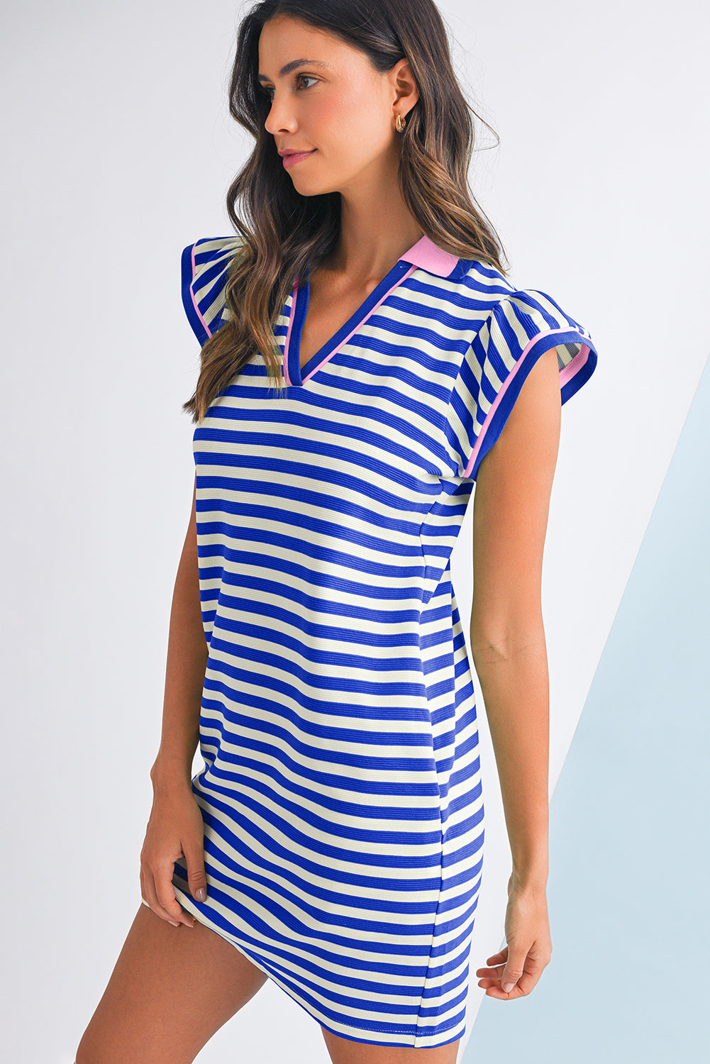 Short Sleeve Pop Of Color Dress