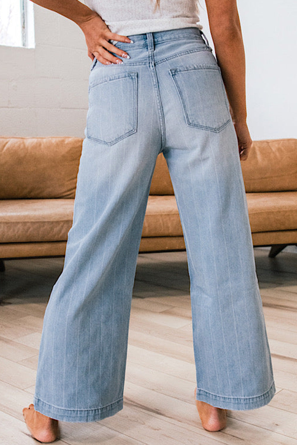 Button Wide Leg Jeans