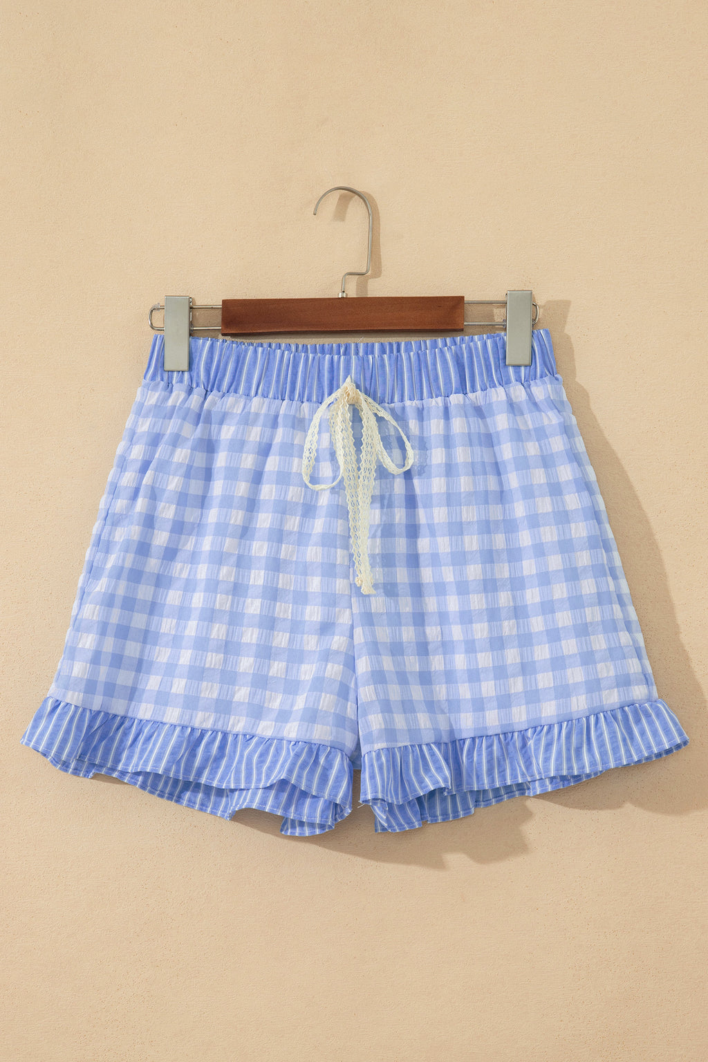 Ruffle Striped Lace Tie Shorts