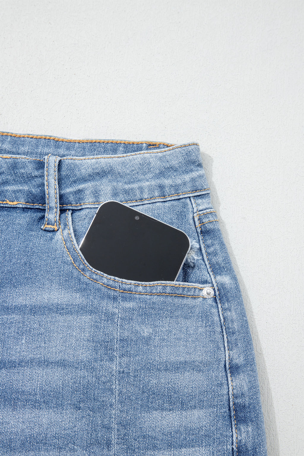 Acid Wash Raw Hem Denim Shorts