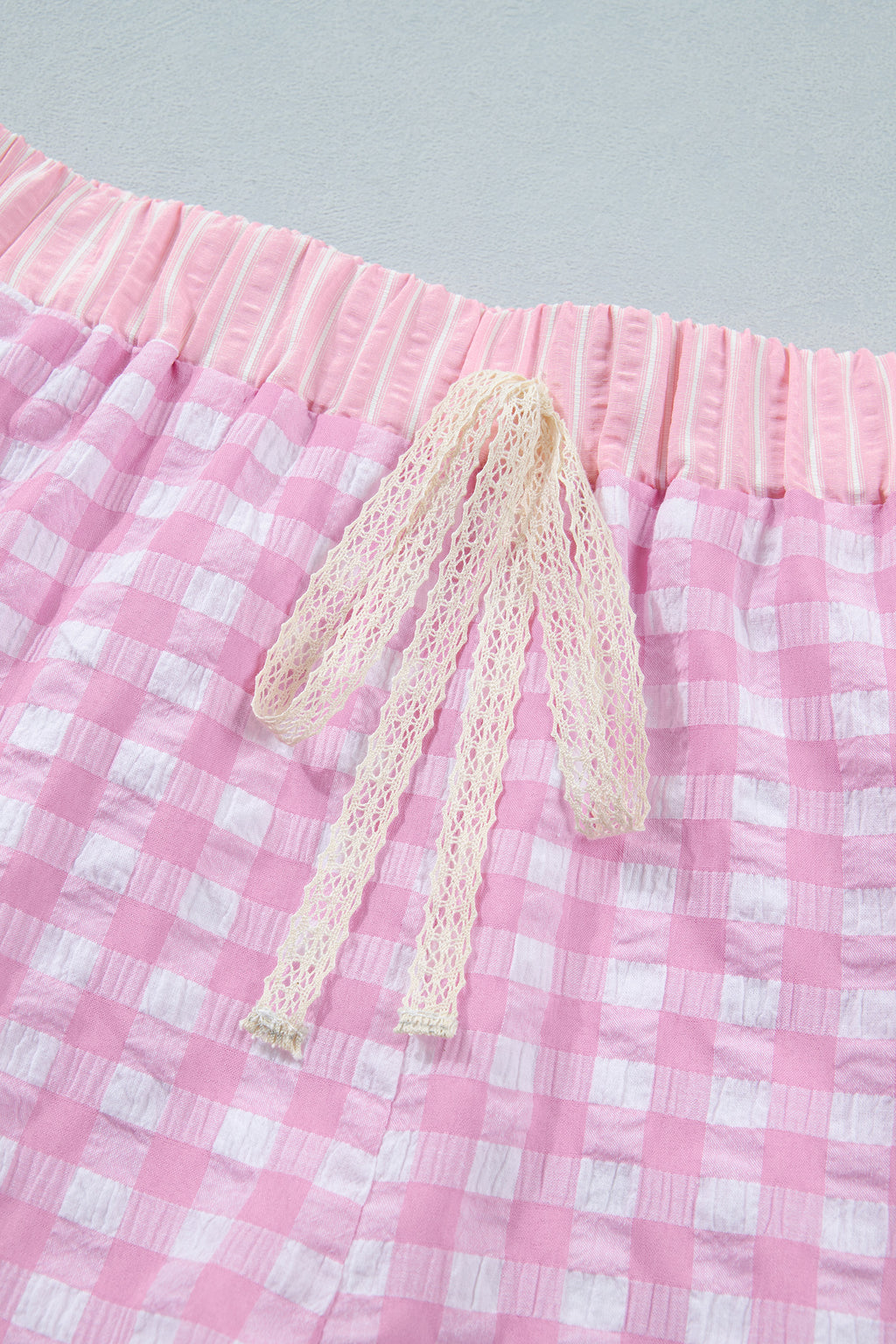 Ruffle Striped Lace Tie Shorts