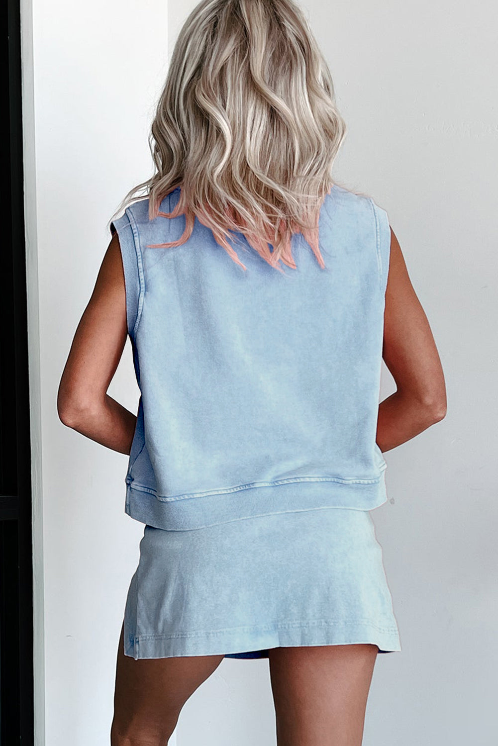 Sleeveless Top Split Skort Cotton Outfit