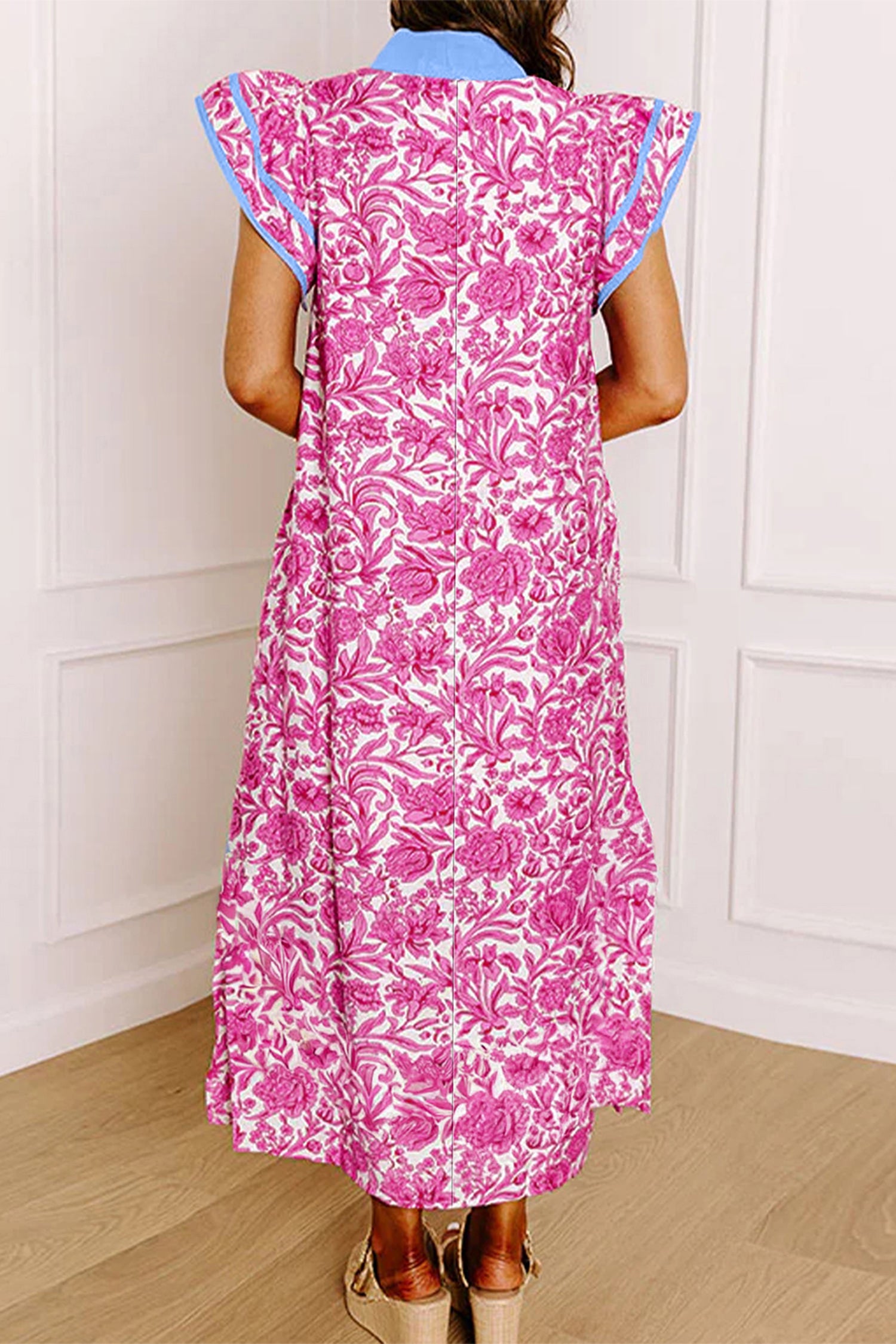 Floral Short Sleeve Midi Dress