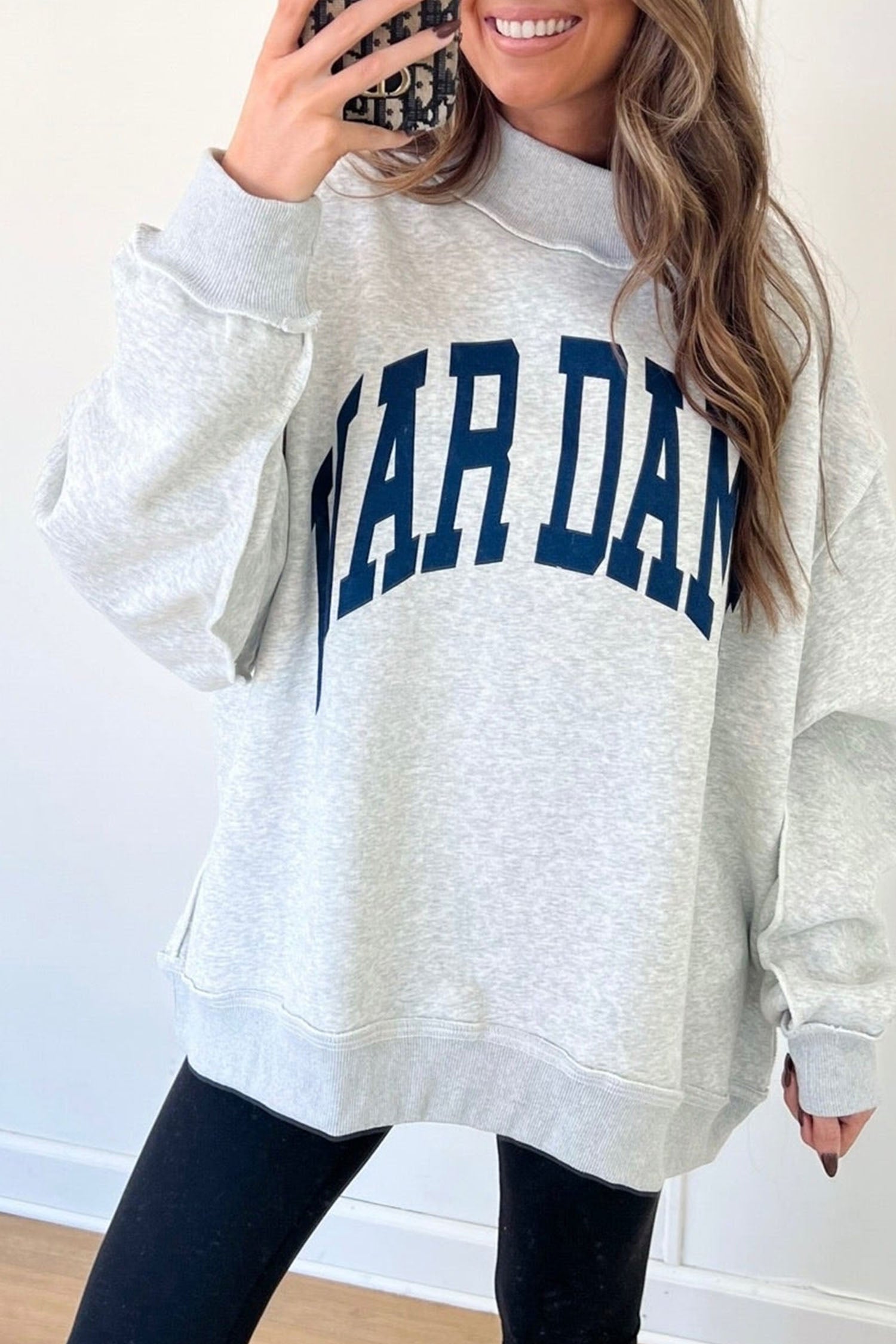 WAR DAMN/ EAGLES High Neck Baggy Sweatshirt
