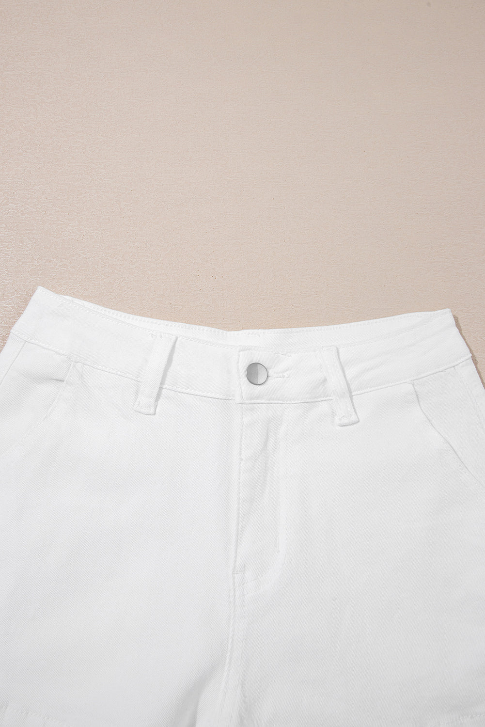Scalloped Hemline Light Wash Denim Shorts