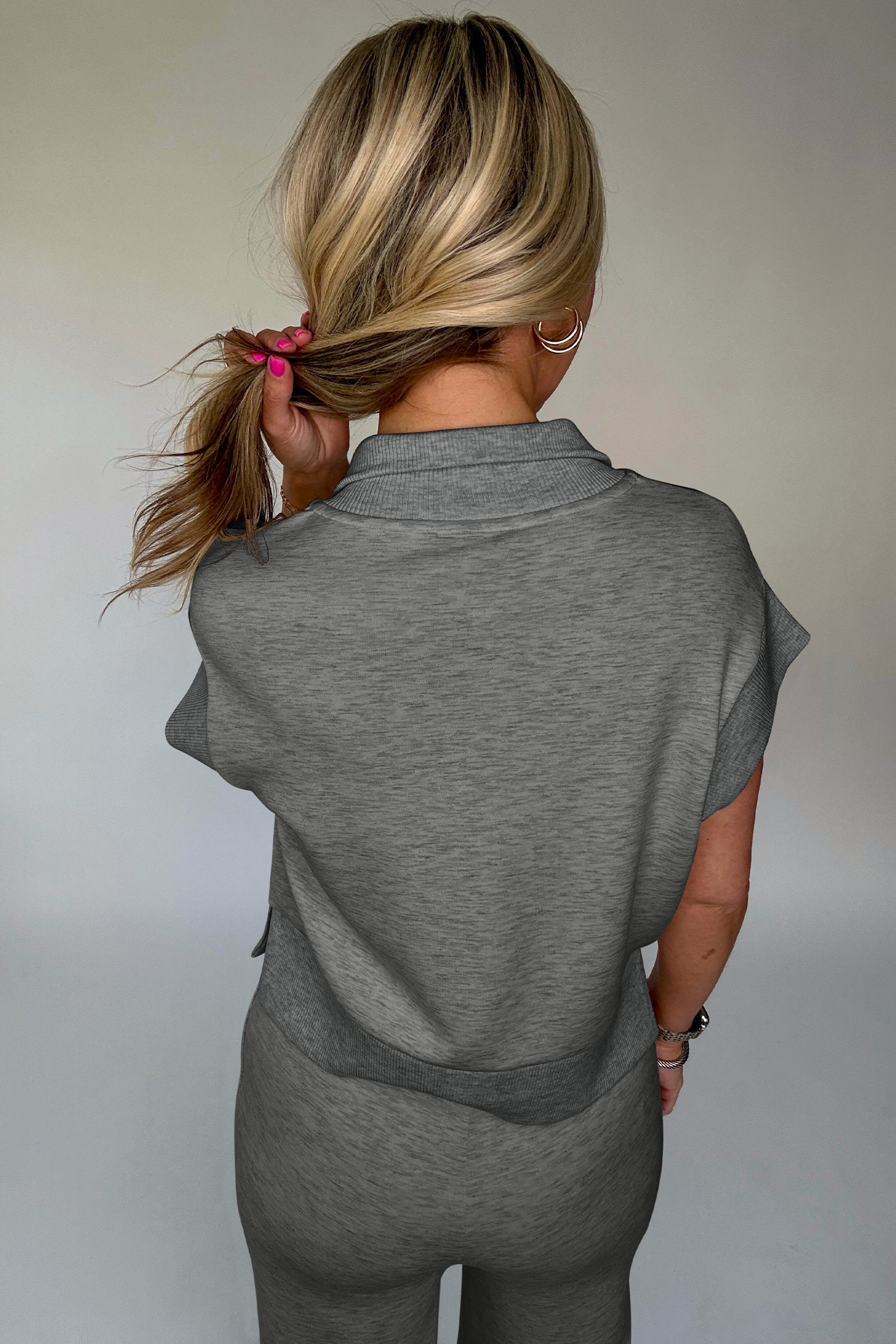 Light Grey Half Zip Pant Set