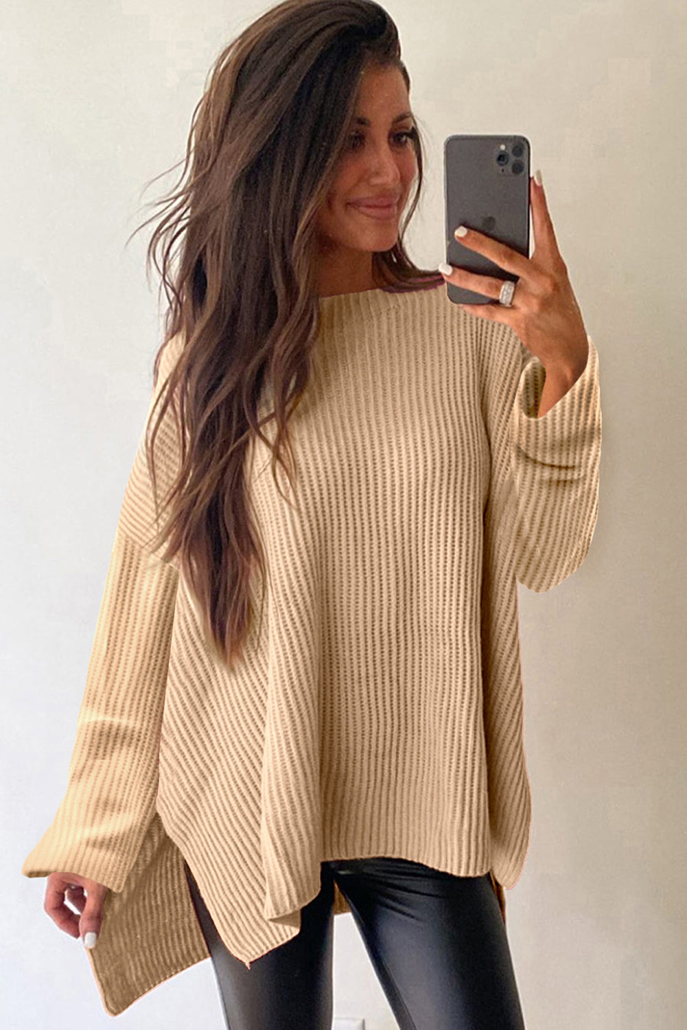 Side Slits Oversized Sweater