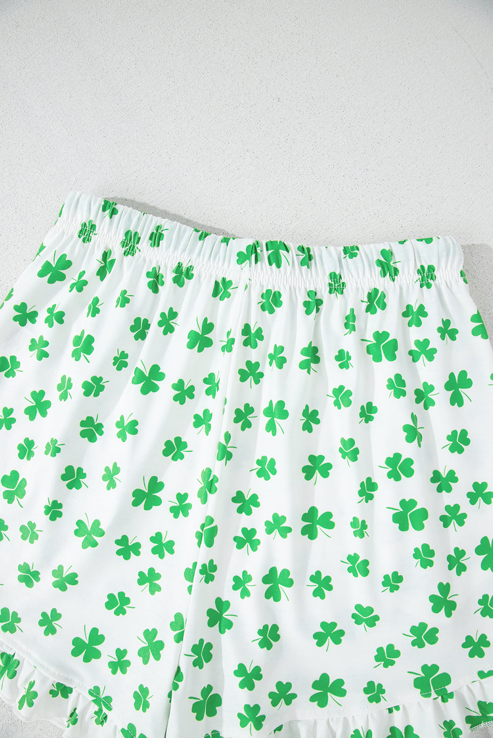 Bow Shirt and Ruffle Hem Shorts Pajama Set