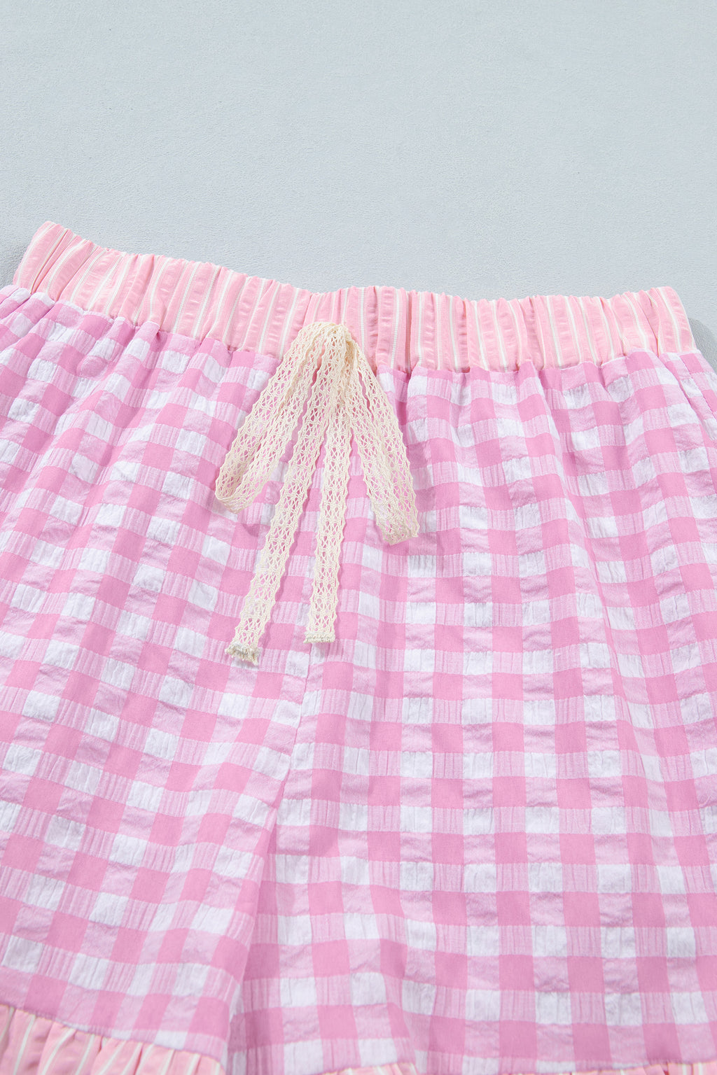 Ruffle Striped Lace Tie Shorts