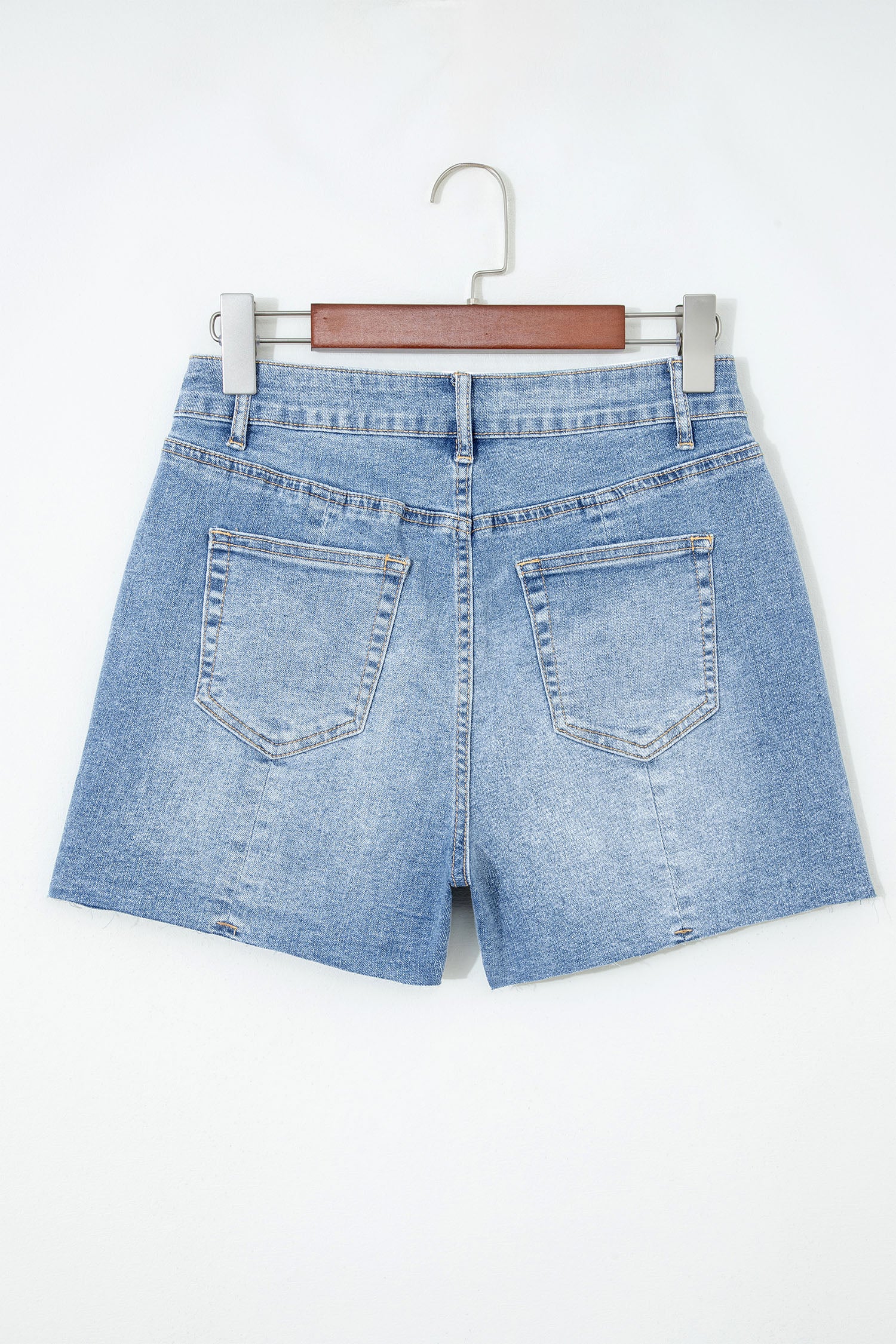 Acid Wash Raw Hem Denim Shorts