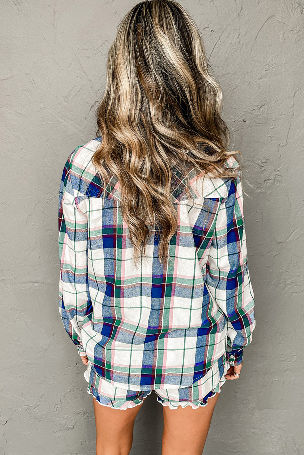 Plaid Shirt and Shorts Pajama Set