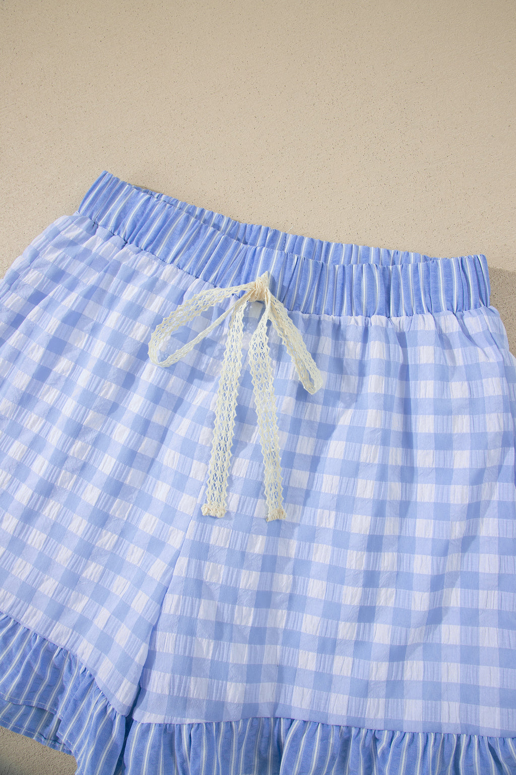 Ruffle Striped Lace Tie Shorts