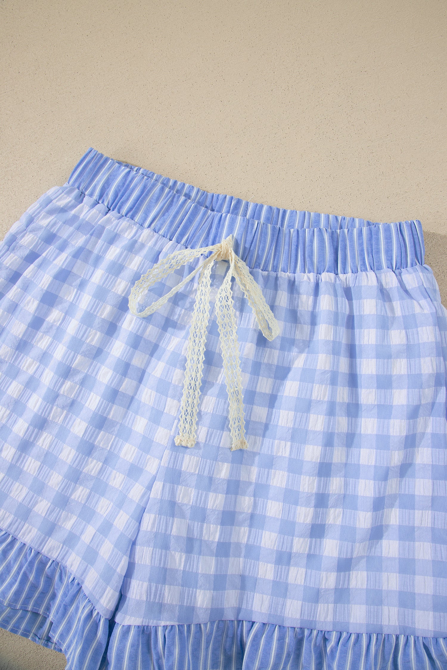Ruffle Striped Lace Tie Shorts