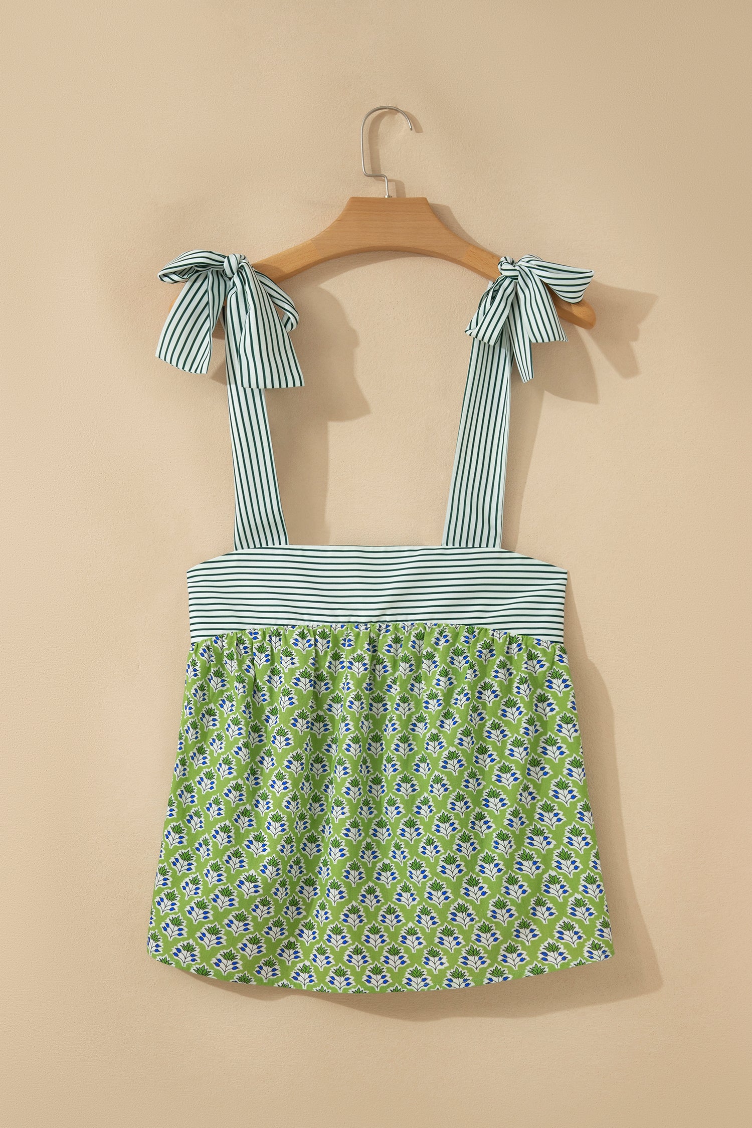 Floral Knot Straps Babydoll Tank Top